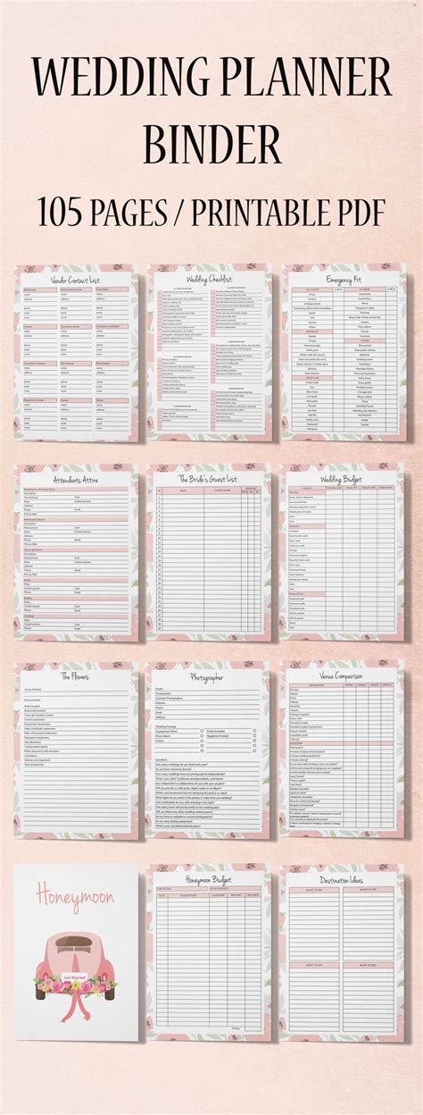 wedding planning binder printables